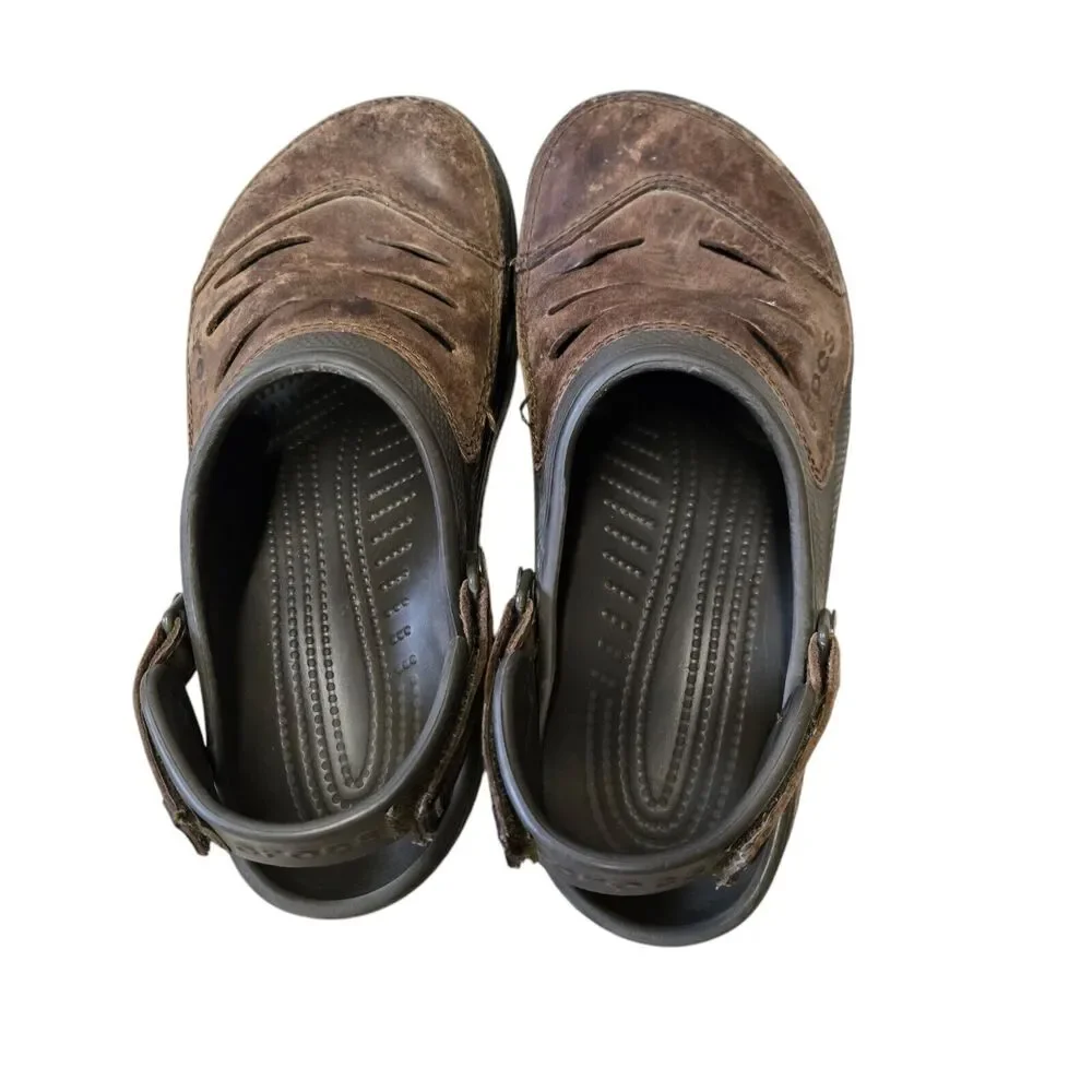 Crocs Bogata Brown‎ Vegan Leather Clogs - Size 9